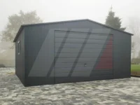 Garaż blaszany dwuspadowy grafit 5m x 6m brama uchylna
