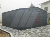 Garaż blaszany dwuspadowy grafit 5m x 6m brama uchylna