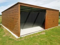 Garaż blaszany dwustanowiskowy multigloss 6m x 6m spad na tył