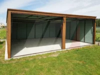 Garaż blaszany dwustanowiskowy multigloss 6m x 6m spad na tył