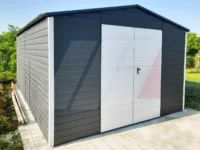 Domek ogrodowy dwuspadowy grafit 4m x 5m drzwi białe
