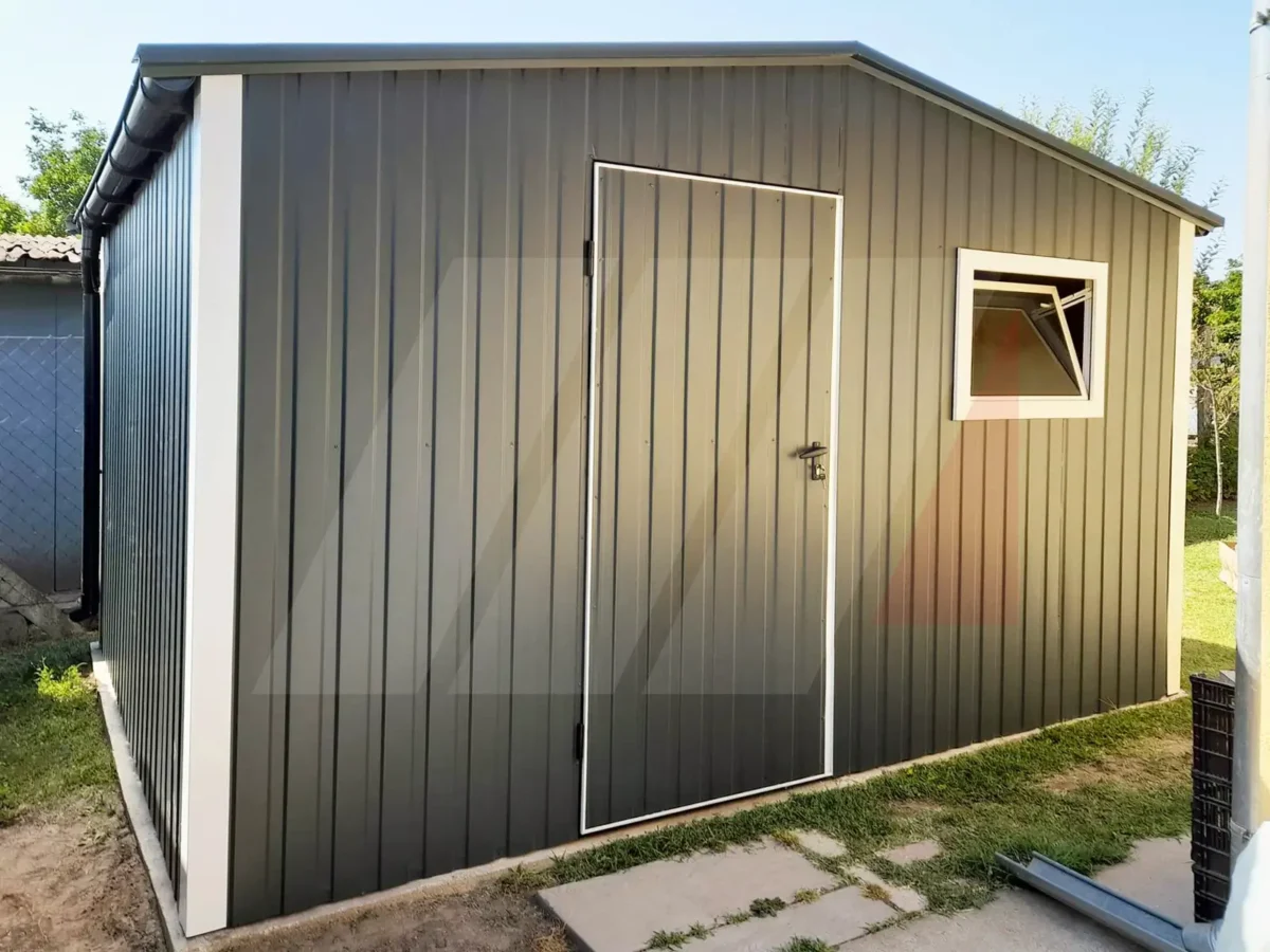 Domek ogrodowy dwuspadowy narzędziowy grafit 3.5m x 3m