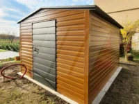 Domek ogrodowy dwuspadowy złoty dąb 3m x 4m drzwi grafit