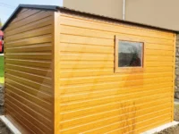 Domek ogrodowy dwuspadowy złoty dąb 3m x 4m drzwi grafit