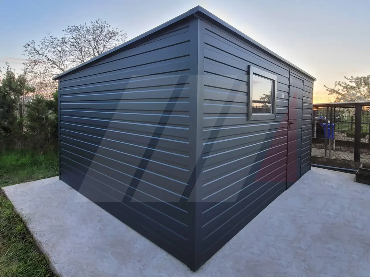 Domek ogrodowy narzędziowy antracyt 5m x 4m spad dachu na tył