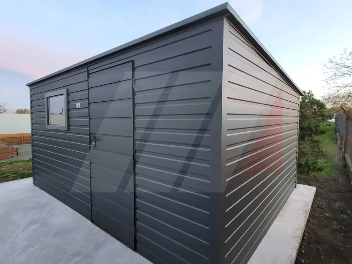 Domek ogrodowy narzędziowy antracyt 5m x 4m spad dachu na tył