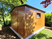 Domek ogrodowy narzędziowy dwuspadowy złoty dąb 2.5m x 4m