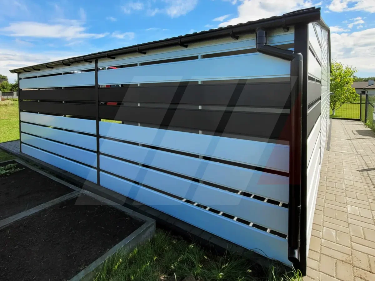 Garaż blaszany biały 9m x 6m pomieszczenie gosp. 2m x 6m