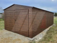 Garaż blaszany dwuspadowy 3.5m x 5m brama dwuskrzydłowa