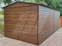 Garaż blaszany dwuspadowy 3m x 5m brama dwuskrzydłowa