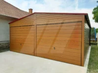 Garaż blaszany dwuspadowy podwójny 6m x 6m złoty dąb