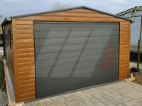 Garaż blaszany dwuspadowy złoty dąb 4m x 6m brama uchylna