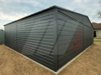 Garaż blaszany dwustanowiskowy grafit 8m x 5m bramy uchylne