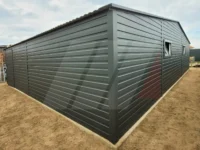 Garaż blaszany dwustanowiskowy grafit 8m x 5m bramy uchylne