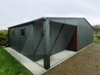 Garaż blaszany dwustanowiskowy z wnęką 9m x 6m grafit