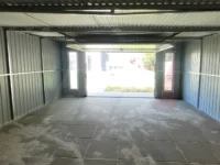 Garaż blaszany okna pionowe grafit 5m x 6m brama uchylna