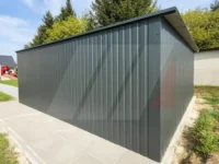 Garaż blaszany okna pionowe grafit 5m x 6m brama uchylna