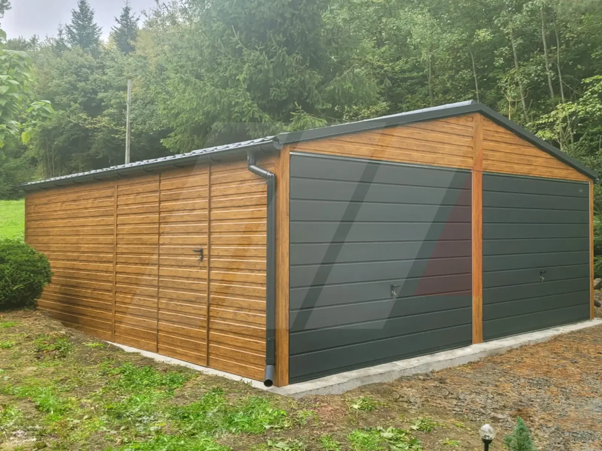 Garaż blaszany podwójny dwuspadowy 6m x 6m multigloss