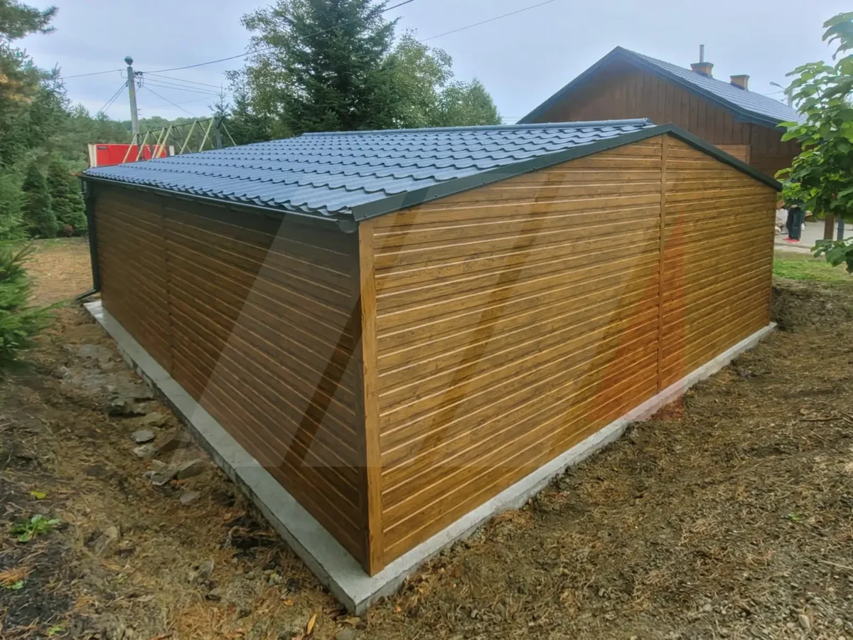 Garaż blaszany podwójny dwuspadowy 6m x 6m multigloss