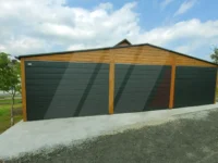 Garaż blaszany trzystanowiskowy multigloss 9m x 6m bramy grafit