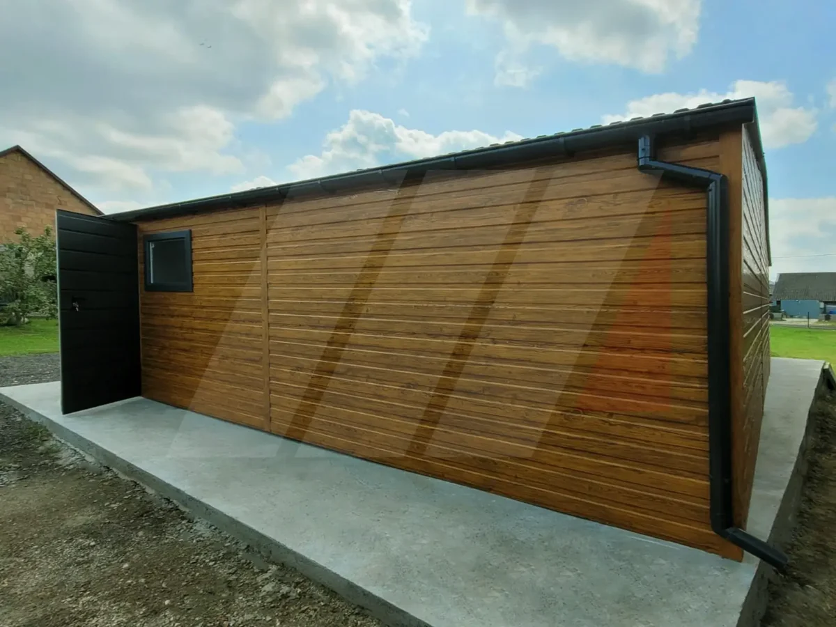 Garaż blaszany trzystanowiskowy multigloss 9m x 6m bramy grafit