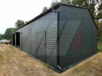 Hala magazynowa dwuspadowa grafit 14m x 7m bramy uchylne