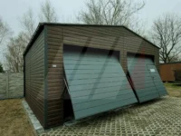 Hala magazynowa dwuspadowa orzech 8m x 6m bramy uchylne