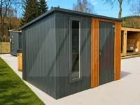 Záhradný domček Premium 2.75 × 2.35 m – Antracit + lamely