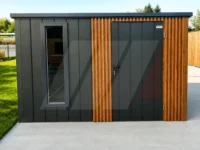 Záhradný domček Premium 2.75 × 2.35 m – Antracit + lamely