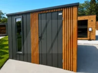 Záhradný domček Premium 2.75 × 2.35 m – Antracit + lamely